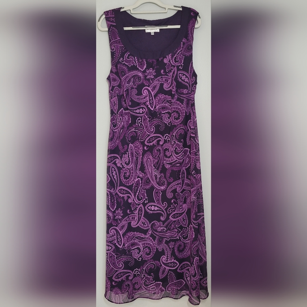Studio I Paisley Sleeveless Maxi Dress Purple 18 Womens